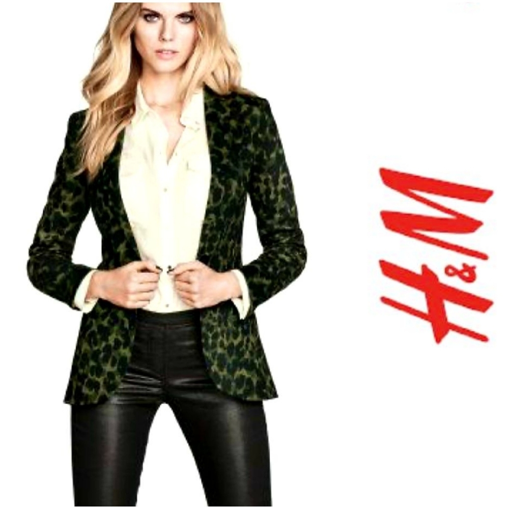 H&M Camo Leopard Blazer Jacket - 2 (XS)